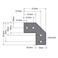 41-154-1 MODULAR SOLUTIONS ALUMINUM CONNECTING PLATE<br>135MM X 135MM FLAT CORNER W/HARDWARE